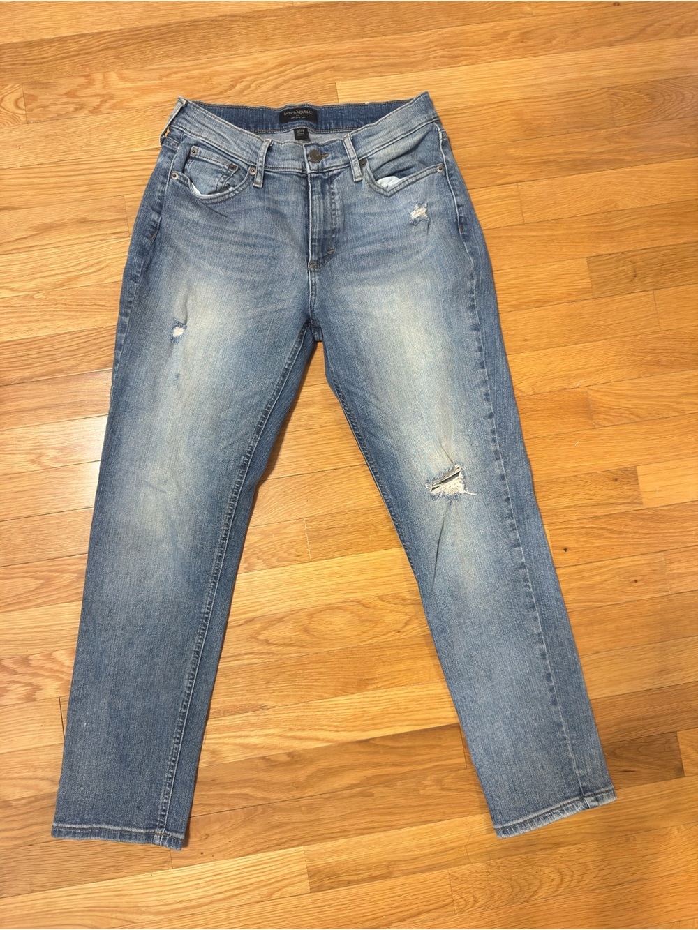 Banana Republic Girlfriend Jeans Womens 27/4 Distressed Medium Wash Straight Leg